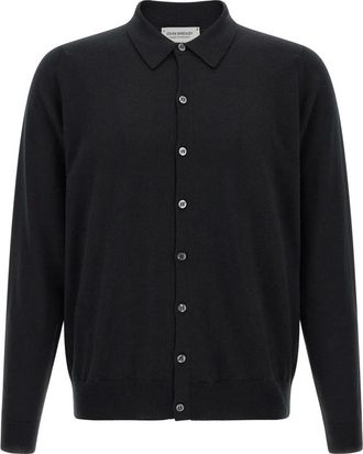 John Smedley Tibor Shirt - Heren - Truien - Zwart - Maat: L Wol