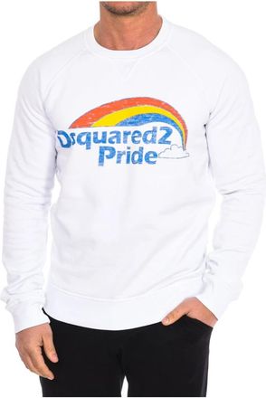 Dsquared2 Sweatshirt met lange mouwen en ronde hals - Heren - Sweatshirts - Wit - M - Katoen - Hoodies & sweatvesten