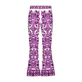 Dolce & Gabbana Majolica Print Silk Trousers