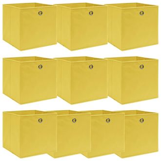 vidaXL Vidaxl - Cajas De Almacenaje 10 Uds Tela Amarillo 32x32x32 Cm