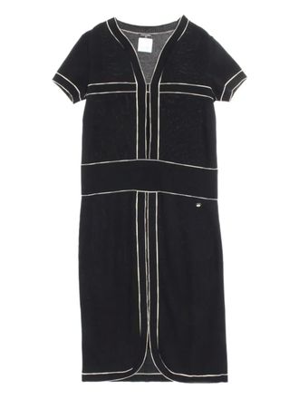 Chanel 1986-1988 cotton knit-trim dress - Black