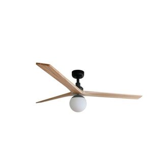 Netlighting Klim Large Black Light Pine Wood Ceiling Fan DC E27 6 Speed