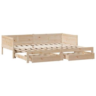 Berkfield Home Versatile Daybed with Trundle & Drawers without Mattress 90x190 in Light Tan