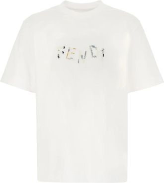 Fendi T-shirt met logo op de voorkant - Heren - T-shirts - Wit - S - Katoen - Tops