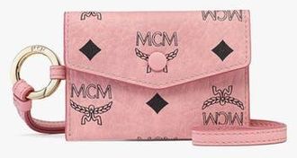 MCM Aren Lanyard ID Wallet in Visetos in Pink at Nordstrom