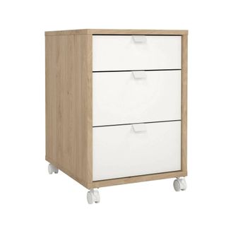Dmora Dmora - Cajonera Agazzino, C&oacute;moda Multiusos, C&oacute;moda De Dormitorio, Gabinete Con Cajones, 48x41 H61 Cm, Roble Y Blanco