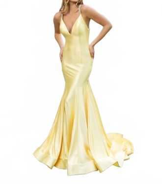 Rachel Allan Crystal-Beaded Straps Dress In Yellow