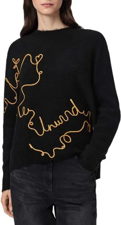 AllSaints Unwind Jumper Crewneck Sweater in Black at Nordstrom, Size X-Small
