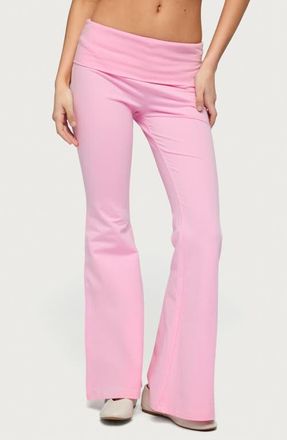 Edikted Naomi Foldover Flare Pants in Light-Pink at Nordstrom, Size X-Small
