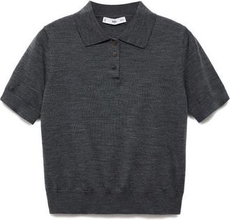Mango Selection Wool Sweater Polo in Medium Heather Grey at Nordstrom, Size X-Small