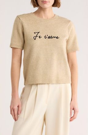 Sanctuary Je taime Short Sleeve Sweater in Beige at Nordstrom Rack, Size X-Small