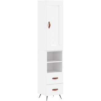vidaXL Aparador Alto Madera Contrachapada Blanco 34,5x34x180 Cm Vidaxl