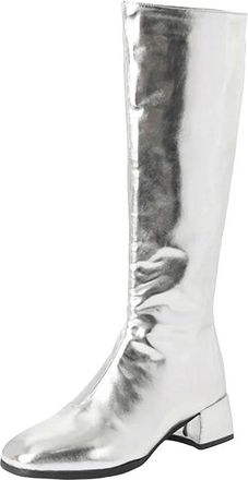 Generic Womens Knee High Boots Square Toe Rear Zipper Block Heel Long Booties Plus Size Fashion Shoes For Winter