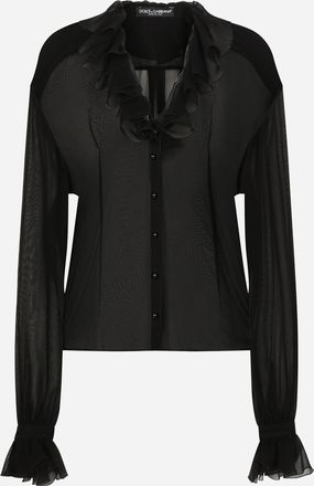 Dolce & Gabbana Chiffon Shirt With Ruches - Woman Shirts And Tops Black Silk 36