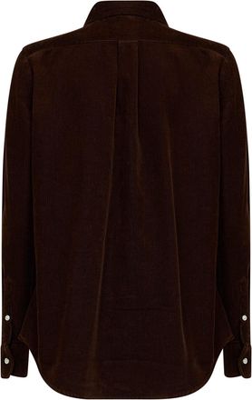Polo Ralph Lauren Womens Shirt Classic-Fit Brown Corduroy Cotton