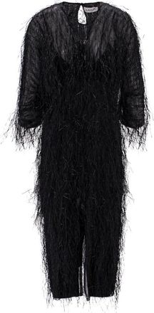 Lanvin Zwarte jurk met knoop- en ritssluiting - Dames - Casual kleedjes - Zwart - L - Polyester - Kleedjes