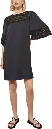 Ming Wang Bell Sleeve Mixed-Media Shift Dress
