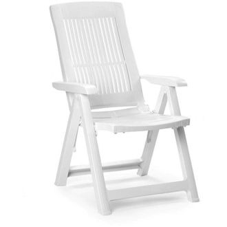 Dmora Dmora Fauteuil De Jardin, Pliable Multi-positions, Made In Italy, 60 X 61 X 109 Cm, Coloris Blanc