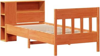 vidaXL Vidaxl - Cama Con Estanter&iacute;a Sin Colch&oacute;n Madera Maciza Marr&oacute;n 75x190 Cm