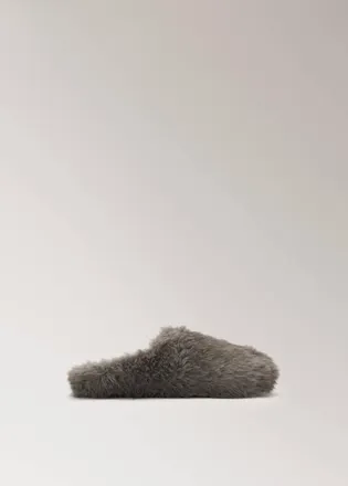 Mango Pantofola maxi pelliccia grigio - Donna - 36 - MANGO