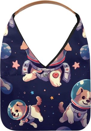 Generic Cute Space Dog Reusable Lightweight Grocery Bags - Foldable Into Compact Pouch, Washable & Sturdy, Multipurpose for Shopping and Travel