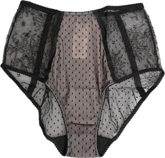 Dolce & Gabbana Zwarte Sheer Polka Dot Kant Briefs - Dames - Onderbroek - Zwart - S - Ondergoed
