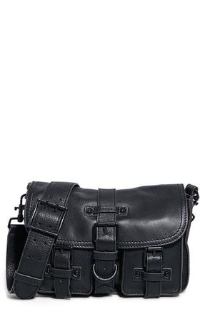 Aim&eacute;e Saddle Up Leather Crossbody Bag in Black at Nordstrom