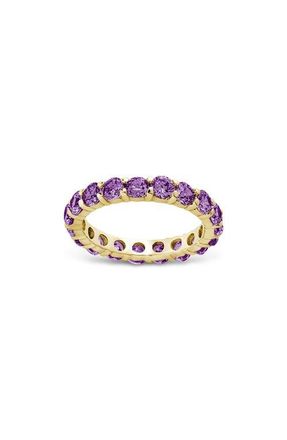 Sterling Forever Gracie Cubic Zirconia Eternity Ring in Gold/Amethyst at Nordstrom, Size 10