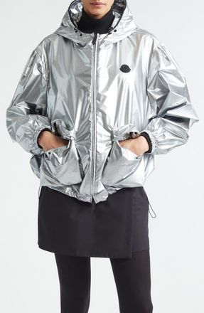 Moncler Ylang Metallic Bomber Jacket in Metallic Silver at Nordstrom, Size 4