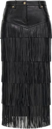 Roberto Cavalli Gonna midi con frange - Nero