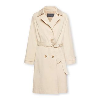 Elena Miro Jassen, Dames, Beige, 6Xl, Katoen, Dubbelrijige gabardine trenchcoat
