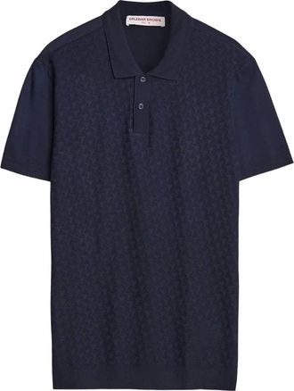 Orlebar Brown Mens Jarrett Jacquard Knitted Rib Polo In Night Iris