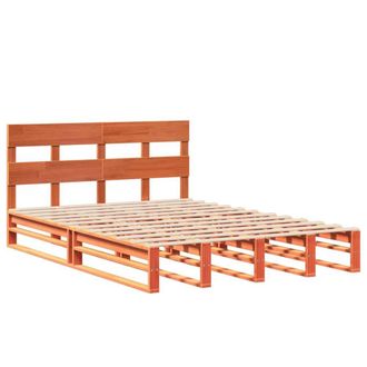 Berkfield Home Beautiful Bed Frame without Mattress Wax Brown 135x190 cm Double