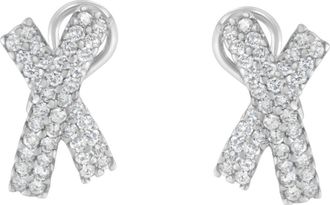 House of Brilliance 14K White Gold 2.0 Cttw Diamond Domed X Shaped Stud Earrings at Nordstrom