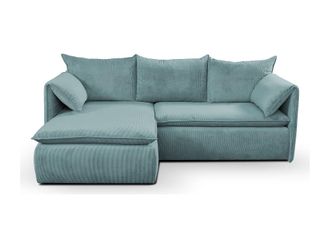 VENTE-UNIQUE.COM Sof&aacute; rinconera terciopelo azul verdoso