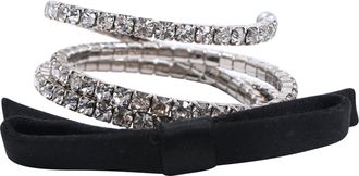 Miu Miu Bow And Diamond Embellished Bracelet in Silver Metal