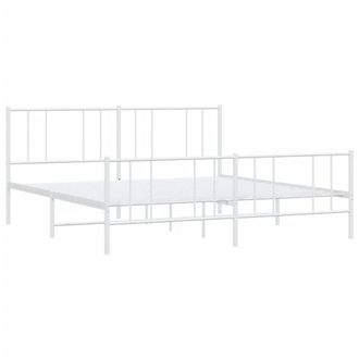 Berkfield Home Metal Bed Frame with Headboard & Footboard White 200x200 cm