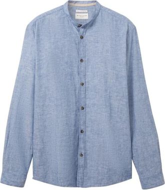 Tom Tailor Regular Fit Linnenmix Shirt - Heren - Overhemden - Blauw - Maat: XL Linnen