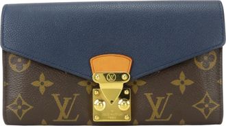 Louis Vuitton Brown Monogram Navy Blue Monogram Leather Long Wallet (Bi-Fold) (Pre-Owned)