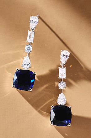 Nadri Rockstars Blue Cushion Drop Earrings