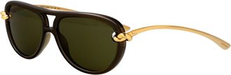Bottega Veneta Womens Sunglasses Bv1418s Green-Gold Green-Gold-Green Metal Green/gold/green