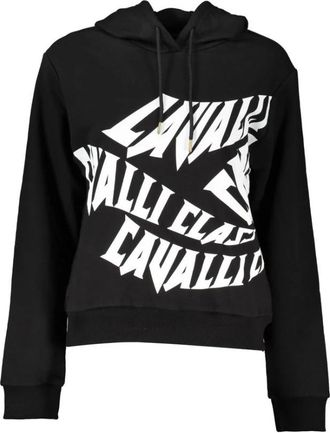 Cavalli Logo Hooded Sweatshirt - Dames - Hoodies - Zwart - 2XL - Katoen - Hoodies & sweatvesten