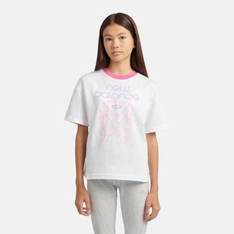 New Balance Chica Prefer To Fly Butterfly Graphic T-Shirt en Blanco, Talla 10-11 a&ntilde;os
