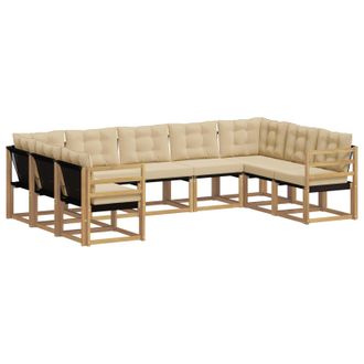 vidaXL Conjunto De Sof&aacute;s De Exterior Con Coj&iacute;n 9 Pcs Y Beige Vidaxl