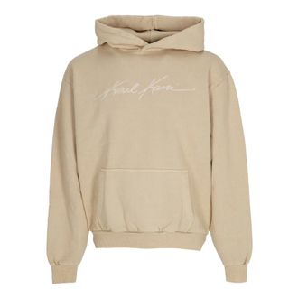 Karl Kani Hoodies, male, Beige, Size: L Autograph Heavy Hoodie with Front Pocket
