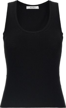 Max Mara Black Textured Scoop Neck Top
