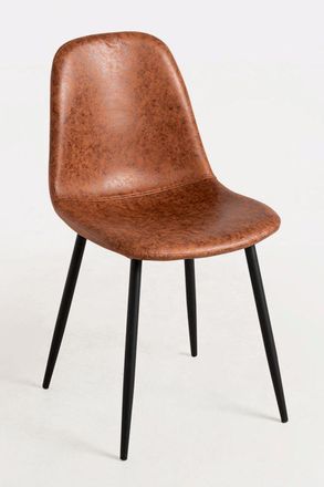 Regalos Miguel Packs Sillas Comedor - Pack 4 Sillas Black Teok Polipiel - Camel Vintage Teok