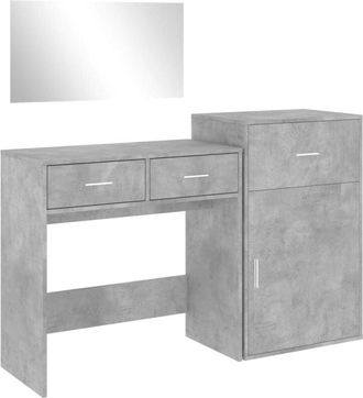 vidaXL 3 Piece Dressing Table Set Concrete Grey Engineered Wood Vidaxl