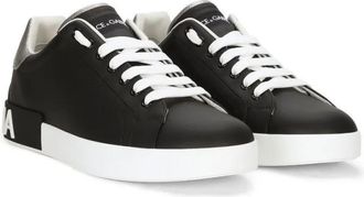 Dolce & Gabbana Low-Top Sneaker - Black Calf Leather Sneakers - Gr. 44 (EU) - in Schwarz - für Damen