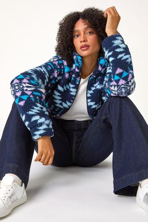 Roman Nordic Print Funnel Fleece Jacket